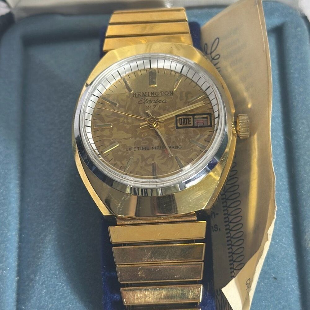 Working Vintage Remington Electra‎ 17 Gold Wristwatch Lifetime Mainspring
